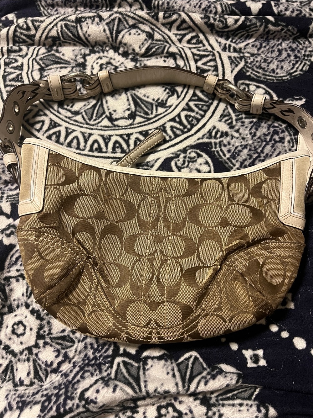 Coach Tan/Chalk Signature Canvas Shoulder Bag